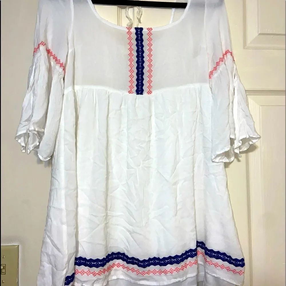 3/4
sleeve double layer flowy dress